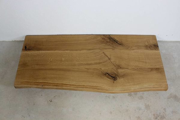 Waschtischplatte Eiche massiv Rustikal mit Baumkante 120x50x4,5 cm