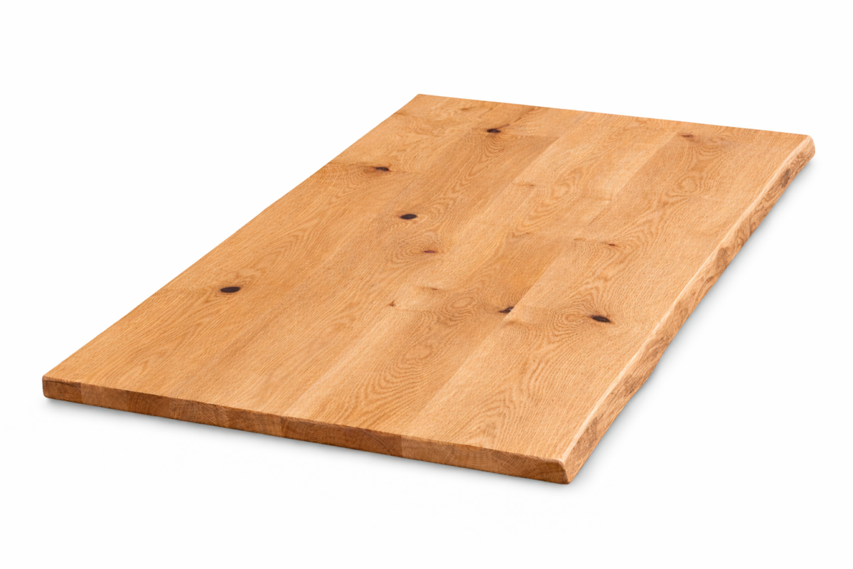 Tischplatte Eiche massiv 120x90 rustikal Wildeiche mit Baumkante