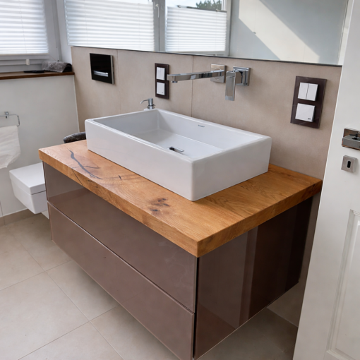 Waschtischplatte Eiche massiv nach Maß konfigurieren