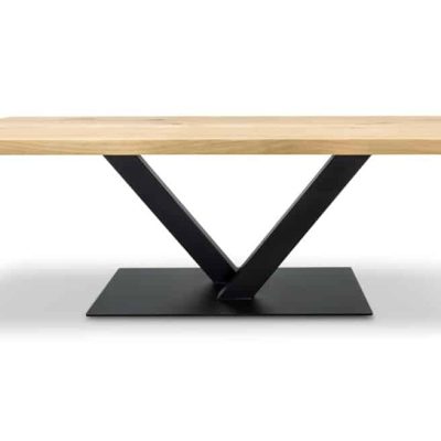 Esstisch Eiche massiv geölt mit Mittelfuß Gestell V Form